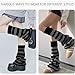 HEMOUR Leg Warmers for Women, Y2K Legwarmers for Girls, Fall Winter Halloween Gifts, Harajuku Kawaii Gyaru Cutecore Gothic Fashion Accessories Cute Flared Socks, Black Grey Stripe