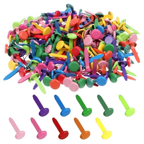 BOHUIZ 200 Pcs Brads for Paper Crafts, Multicolor Fasteners for Crafts Split Pins Metal Paper Fasteners Brads for Craft Art School Project Decorative Scrapbooking DIY Supplies(0.3 x 0.7 Inch)