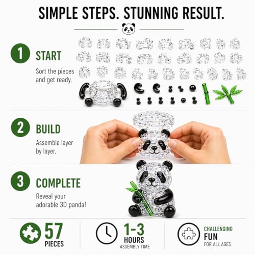 Image of The Clearly Impossible Puzzle 100, 200, 500, 1000 Pieces Hard Puzzle for Adults Cool Difficult Clear Brain Teaser - Difficult Funny for Adults (Panda 3D Edition)