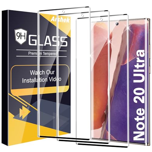 Arshek 3 Pack Galaxy Note 20 Ultra Screen Protector, 9H Tempered Glass, Ultrasonic Fingerprint Support, 3D Curved,HD Clear Scratch Resistant for Samsung Galaxy Note 20 Ultra 5G Glass Screen Protector