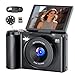 Digitalkamera 4K Kamera Fotokamera 56MP: 3 Zoll 180° Flip-Bildschirm Digital Kamera with Moduswahlrad für Vlog - Vintage Fotokamera Kinder - Geschenke für Teenager Junge Mädchen 8-16 Jahre Schwarz