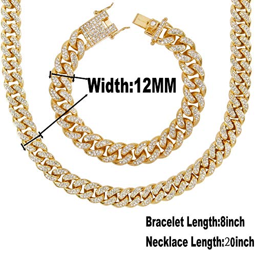 putouzip Miami Cuban Link Chains Set For Men 12/14/20mm 18K Gold Plated Diamond Fully Iced Out Chain Bracelet Necklace2