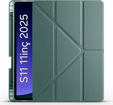 Fogy Samsung Galaxy Tab S11 2025 11 in  Tablet SM-X730/X736 i inile Uyumlu  gen Kalem B l ml  Standl  Uyku Modlu Ak ll  K l f Koyu ye il