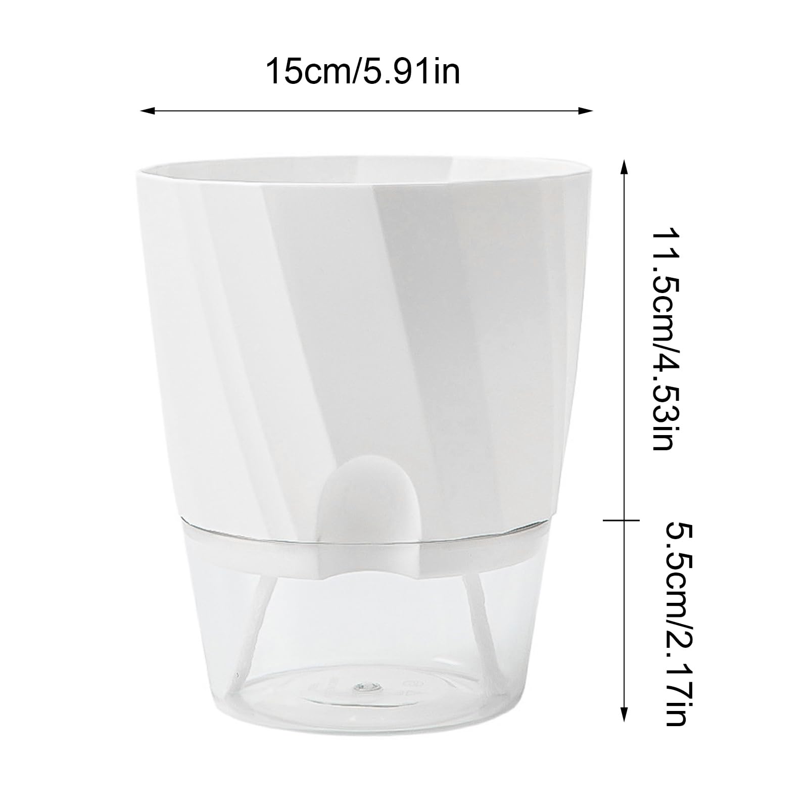 Lot de 3 pots à arrosage automatique avec trou de drainage - Réservoir transparent - Pour intérieur et extérieur - Avec soucoupe - Avec corde de mèche