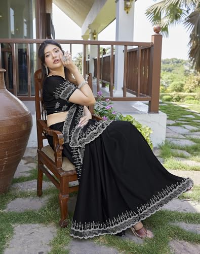 Image of Yashika Women's Satin Moss Saree|Sarees for Women (AZ-YS-P1-GUDDI BLACK)