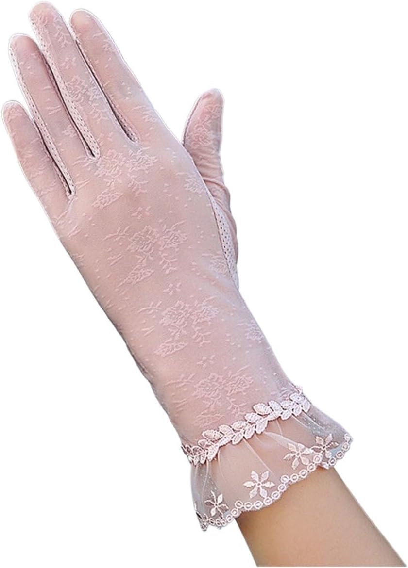 Women Sunscreen Short Sun Female Gloves Ice Silk Lace Driving of thin touch Screen Lady