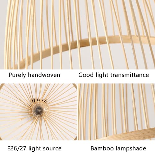Lámpara colgante de bambú triangular para iluminar tu dormitorio con calidez 7