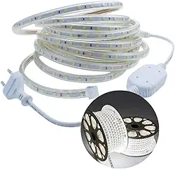 02 METROS FITA MANGUEIRA LED CHATA 110 VOLTS 6500K BRANCO FRIO + CONECTOR AREA EXTERNA E INTERNA
