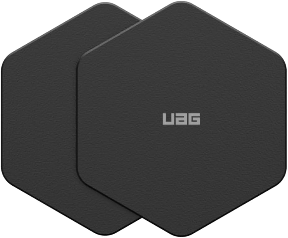 URBAN ARMOUR GEAR UAG Paquete de 2 Adhesivos Magnéticos Hexágono de Metal para iPhone, Soporte de Pared Adhesivo 3M para Salpicadero de Coche, Gimnasio, Espejo, Baño, Negro