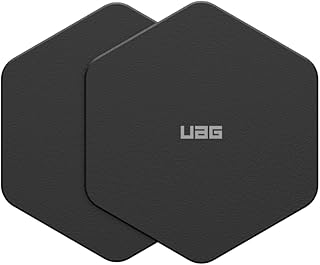 URBAN ARMOR GEAR UAG 2-Pack Magnetic Metal Hexagon Sticker for iPhone, 3M Adhesive Wall Mount Phone Holder for Car Dashboard, Gym, Mirror, Bathroom, Black