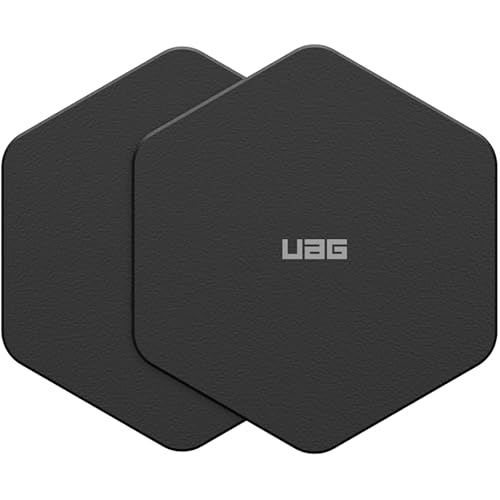 URBAN ARMOR GEAR UAG 2-Pack Metal Hexagon Sticker for iPhone, 3M Adhesive Wall Mount Phone Holder for Car Dashboard, Gym, Mirror, Bathroom, Black