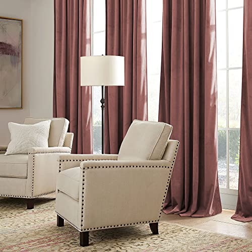 Image of RYB HOME Pink Velvet Curtains 72 inches with Hook Belt, Back Tab | Thermal Insulated, Privacy UV Heat Blocking, Luxurious Drapes, Nursery Dormitory Bathroom, W52 x L72, 2 Panels Set