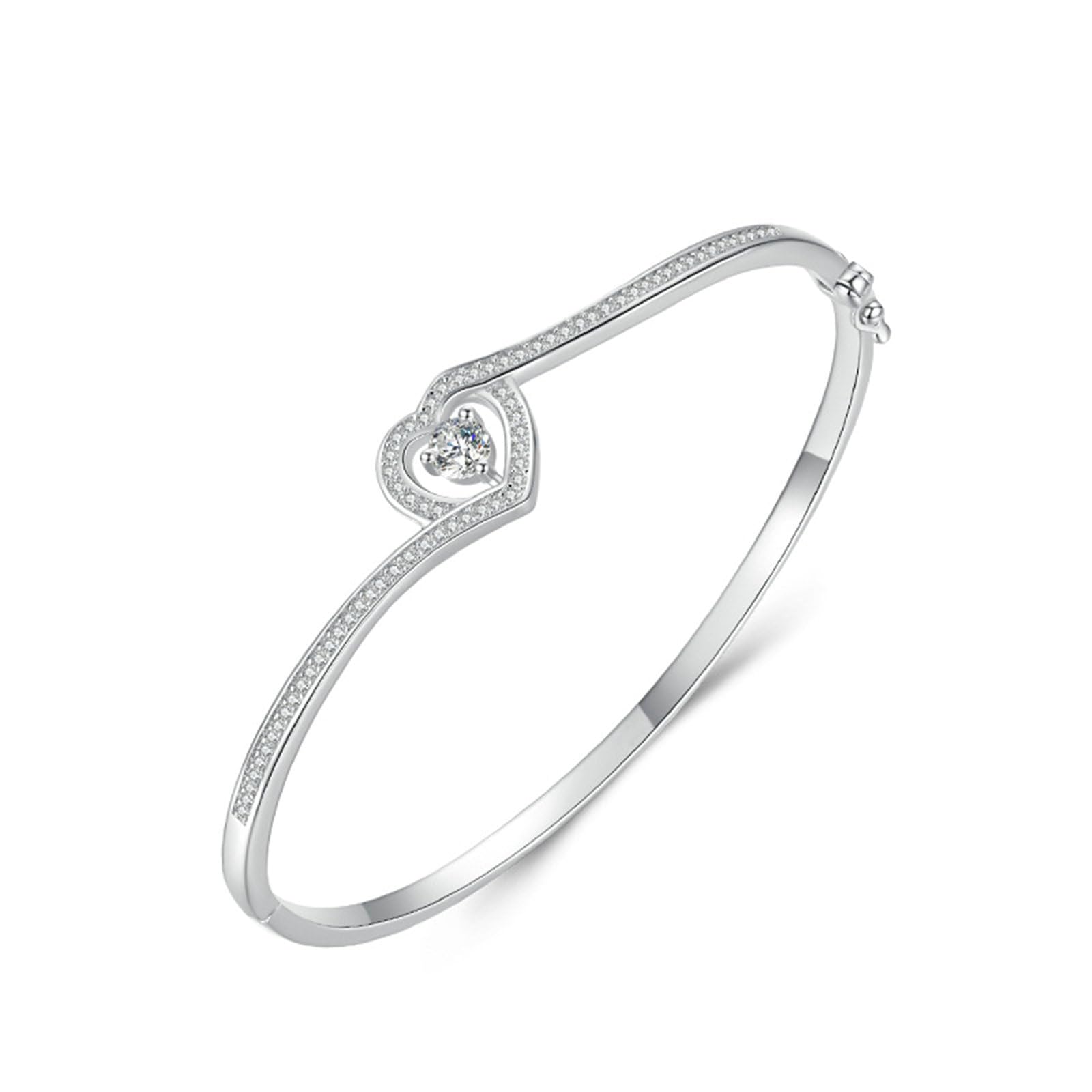 Pulsera de platino 950 para mujer, 54-60 mm de diámetro, corazón con