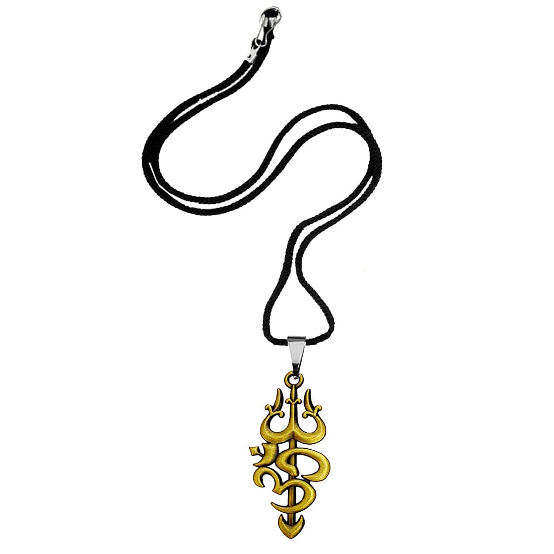 afh Lord Shiva Om Trishul Bronze Locket Cord Chain Pendant for Men and Women-picture-44
