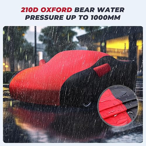 Image of KAKIT Waterproof Car Cover Custom Fit for 2020-2022 C8 Stingray, UV Resistant Fade-Proof Cover for Chevy Corvette, Indoor & Outdoor Use (Red & Black Combo)