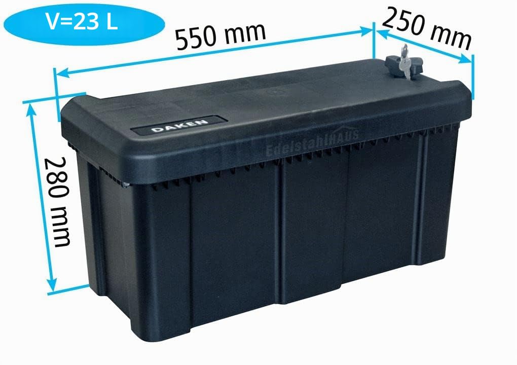 Caja de almacenamiento de 25 l o barra de tracción para remolques de coches, vehículos de plataforma, remolques, cajas de almacenamiento, caja de herramientas, caja de cinturón
