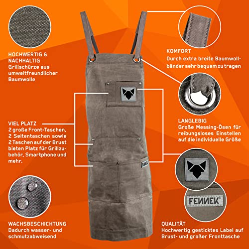 FENNEK Grillschürze | hochwertig verarbeitet | mit Imprägnierung durch Wachsschicht