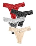 Maidenform Lace Thong 4-Pack, One Size, Red/Black/White