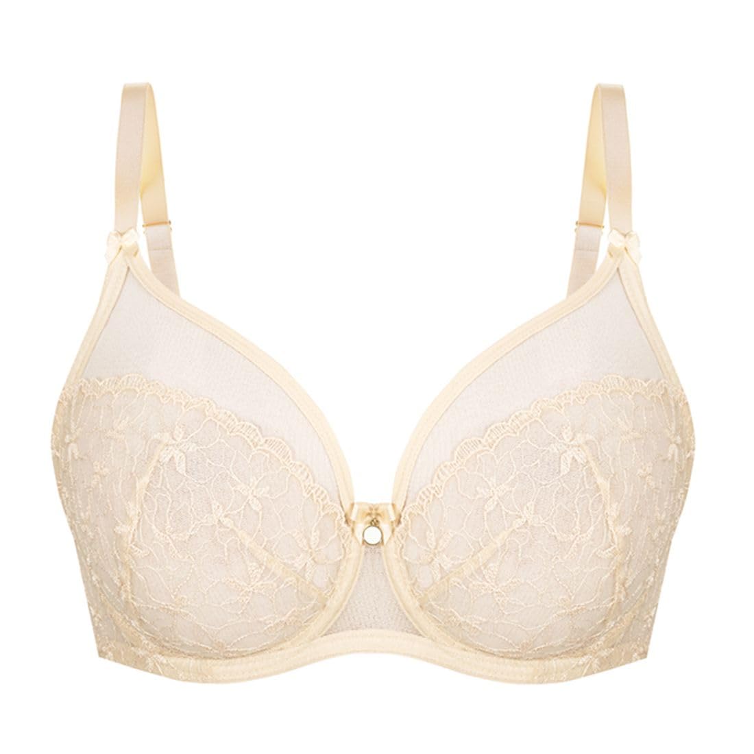 Elisabeth Soft - Sujetador Mujer con Aro, Tirantes y Encaje - Reductor - Soft - Tallas Grandes -Ropa Interior Mujer - Lencería - Elegante - Negro - 65E