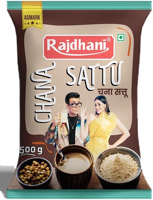 Rajdhani Chana Sattu Drink Powder, 500 Gram (Pack Of 2Pcs) | | Gluten Free Roasted Black Chana Flour | 100% Natural & Gluten Free Chana Sattu L