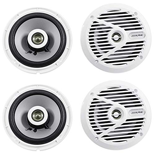 Image of Alpine (4) SPS-M601W 6.5 inch 440 Watt 2-Way Marine Boat Coaxial Speakers - White