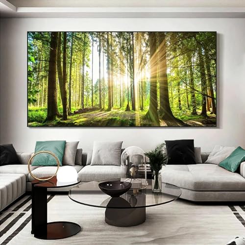 Tableau forêt ensoleillée pour illuminer un salon sombre sans cadre