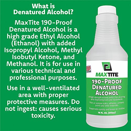 Image of MAXTITE 190-Proof Virgin Denatured Alcohol (16oz, 1)