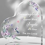 hordely 5,9 x 5,9 in acrilico colibrì regalo per donne festa della mamma, cuore colibrì mamma compleanno simpatia regali per la perdita della persona cara, regalo commemorativo decorazione da tavolo