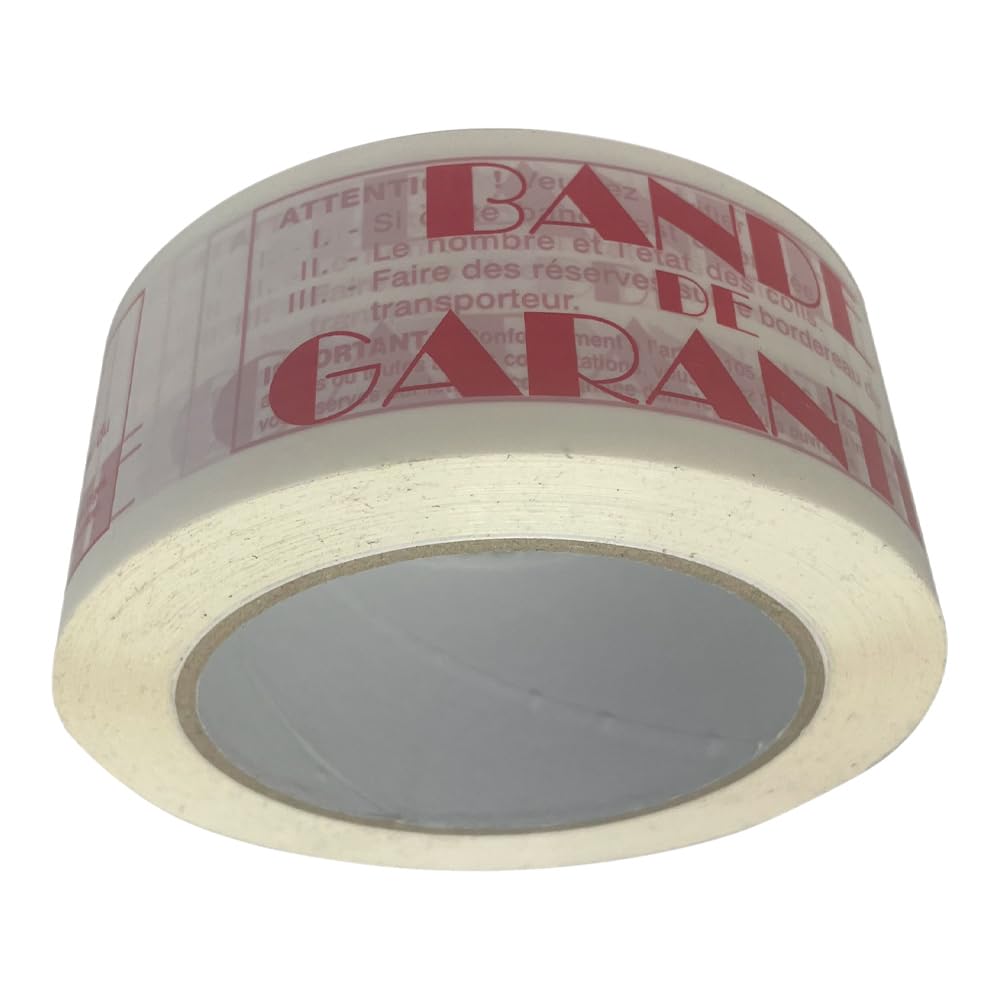 Scotch - Lot de 6 Rubans adhésif manuel Bande de Garantie blanc et rouge - 48 mm x 100.00 m (36% de plus que les 66 mètres), 28 µm - Pour Boite D'Emballage Et Cartons. Peu Bruyant Et Très Compact