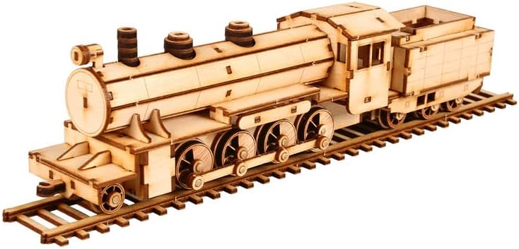 영공방 Youngmodeler Hobby Wooden Model Kit – Steam Locomotive, Classic Engine Model with Tender Car DIY Craft Kit