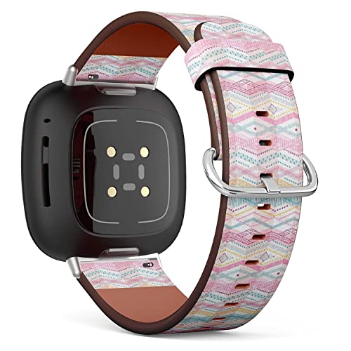 CJBROES Replacement Leather Watch Band, Compatible with Fitbit Versa 3 and Fitbit Sense of Wristband Bracelet Accessory - Template can be
