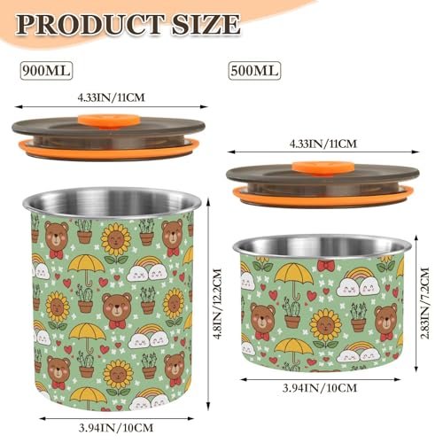 Contenedor de acero inoxidable DOMIKING 900 ml con tapa hermética miniatura 2
