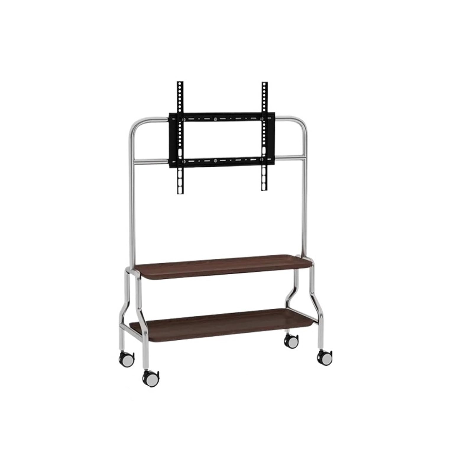 Support de sol TV double layer en acier inoxydable avec poulies mobiles