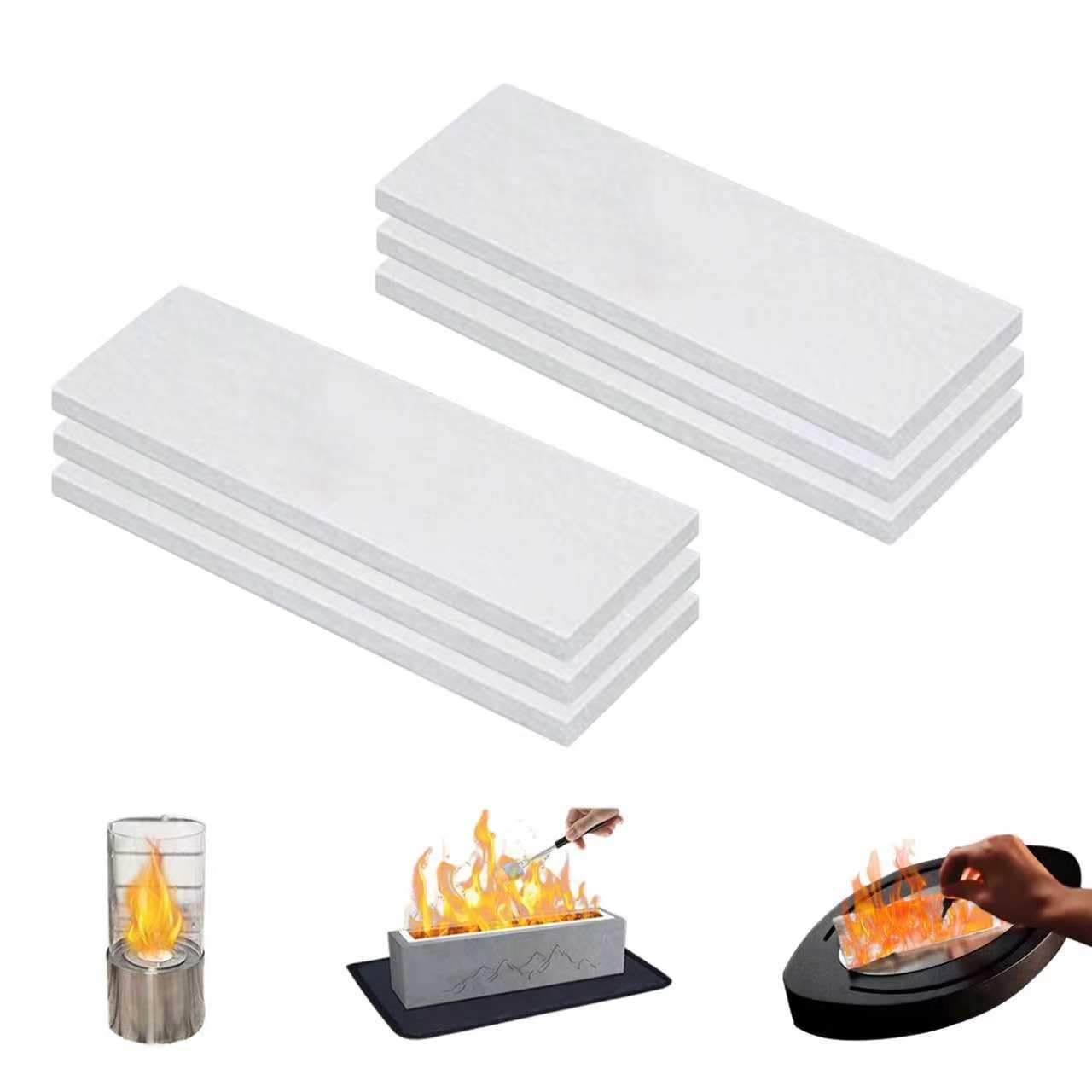 Lana de cerámica para bioetanol 300x100x10mm Esponja de cerámica de la chimenea en lana Adecuado para chimeneas, chimeneas de mesa, estufas de barbacoa (6 paquetes)