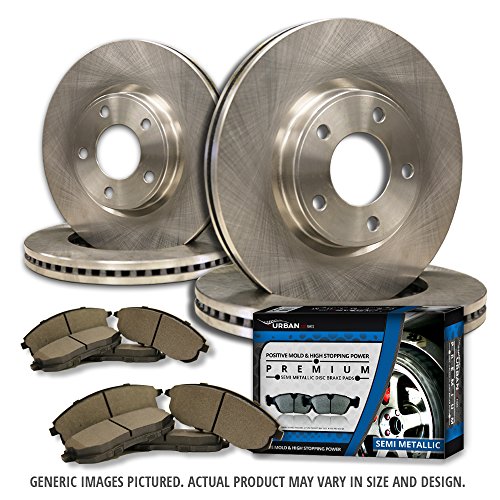 (Front + Rear Brake Kit)-(4 OEM Replacement Great-Life Brake Rotors + 8 Semi-Metallic Brake Pads)-Combo Brake Kit