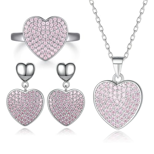 Collier et boucles d'oreilles moissanite rose parure or 14k anti-ternissement