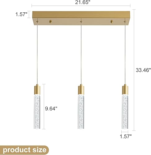 Miniatura 3 de BESTWEST Lámpara colgante dorada, moderna lámpara colgante de isla de cocina, lámpara de isla moderna con burbujas para cocina, lámpara de araña de
