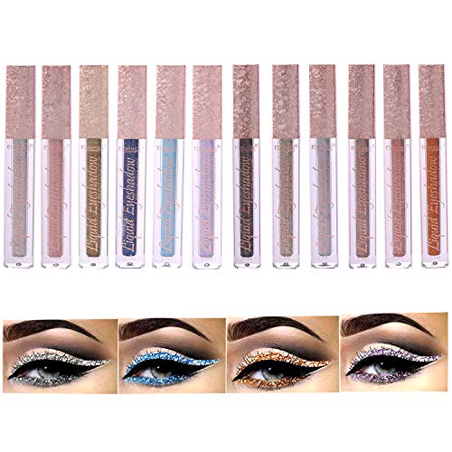Coosa Glitter Liquid Eyeliner 12 Colors Precise All Day Makeup Waterproof Shimmer Eyeliners Lasting Waterproof Sparkling Colorful Eyeliner Eye Shadow – 12PCS…