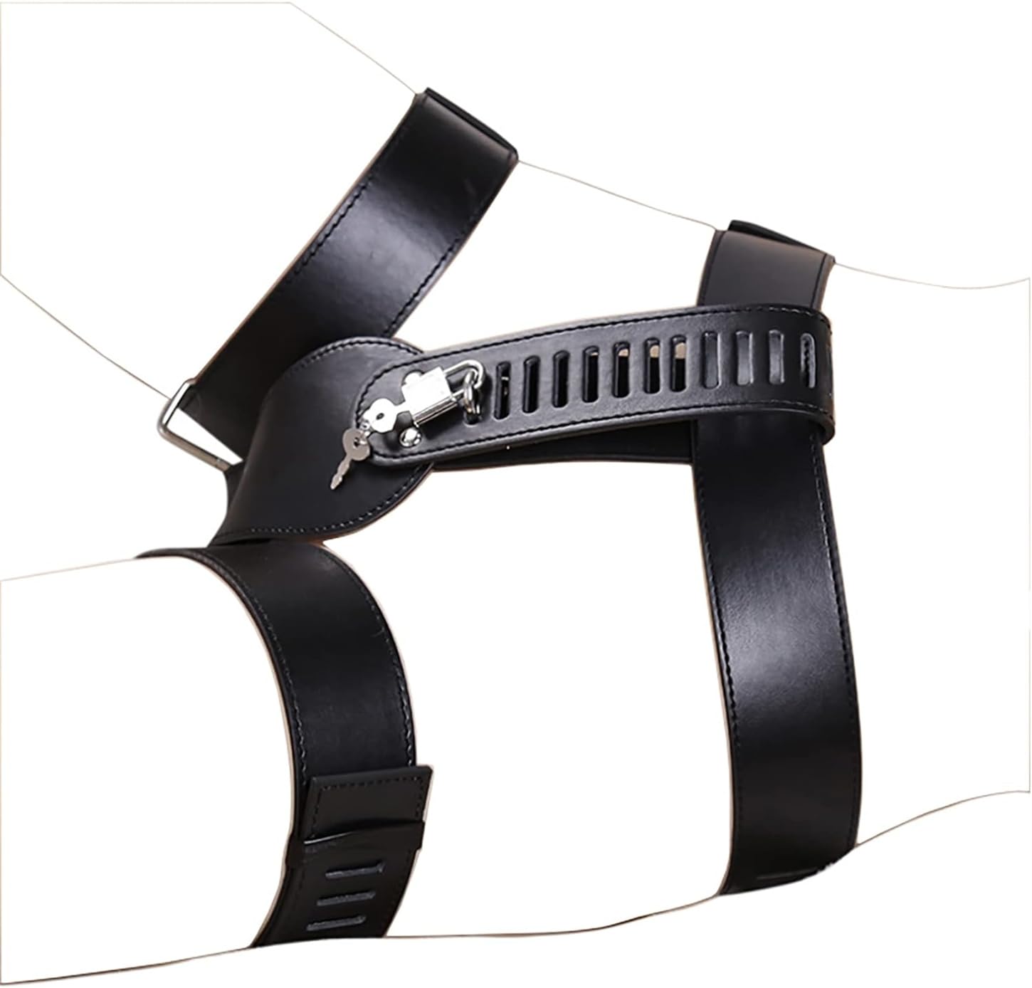 Cintura Multifunzionale in Pelle Nera, Attrezzatura Per Il Fitness, Chiave E Lucchetto Aggiuntivi, Regalo Originale - K14