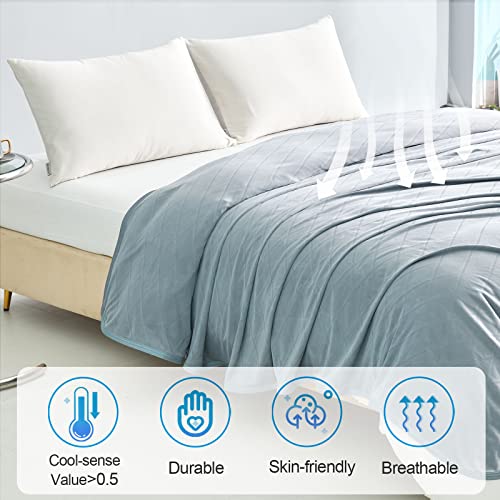 Image of 【Upgraded Fabric】 Ailemei Cooling Blanket for Hot Sleepers, King Size Lightweight Breathable Summer Big Blankets for Bed, Q-Max >0.5 Jade Fiber, Keep Body Cool for Hot Flashes Night Sweats, 108 inchx90 inch