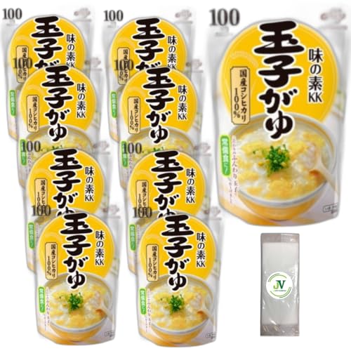 【JAVIET KAISHA】味の素 おかゆ9個セット、 3種x各3個セット、6種9個セット レトルト レンジ調理 非常食 備蓄 JAVIET COMPANYのおしぼり付け (8.玉子がゆx9個)