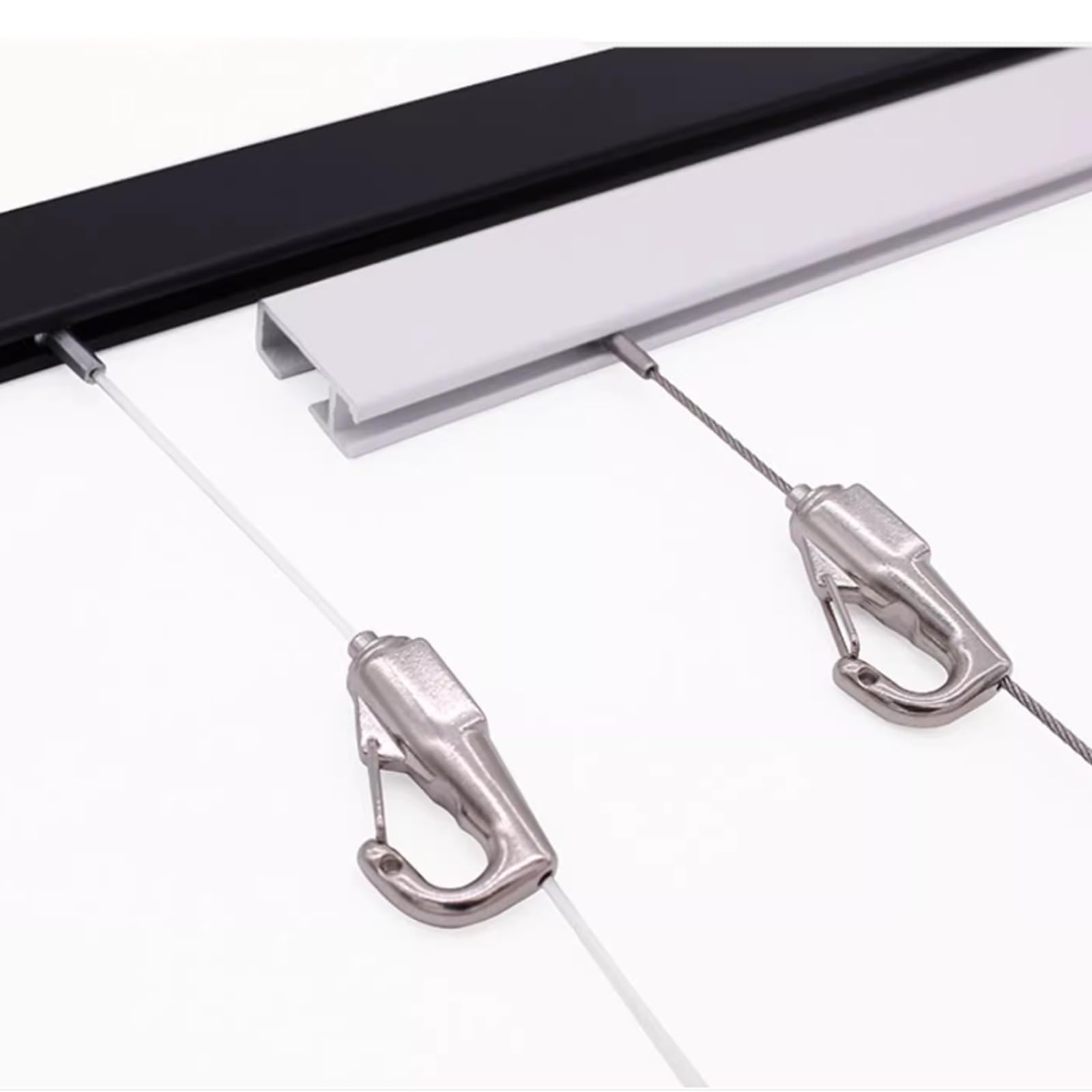 Kit para colgar cuadros, cuerda de alambre de acero inoxidable ajustable, kit de pista con 2 rieles, 4 ganchos y accesorios de instalación para decoración del hogar