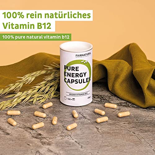 Fairnatural Premium Vegan Vitamin B12 mit hoher Bioverfügbarkeit [Regional aus Deutschland] 90 Kapseln | Hochwertig, clean, vegan & hochdosiert