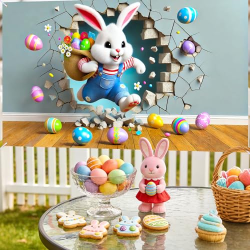 Image of Nuxovilar Easter Wall Banner 43x70.86 Polyester | Easter Banner, Party Poster, Wall Sign, Spring Backdrop. Suitable for Indoor, Room, Event. (Bunny Egg)