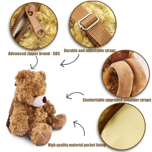 Image of Women Animal Teddy Bear Plush Backpack with Adjustable Straps (AA)