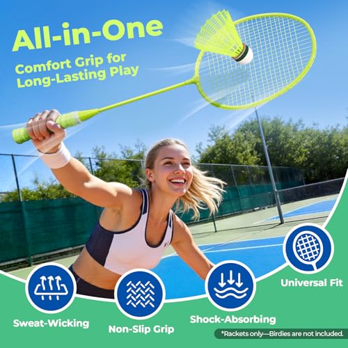 Image of AboveGenius Badminton Rackets Set of 2, Lightweight Badminton Set for Outdoor Backyard Games, Portable Racquet for Family Beginners Adults and Teens