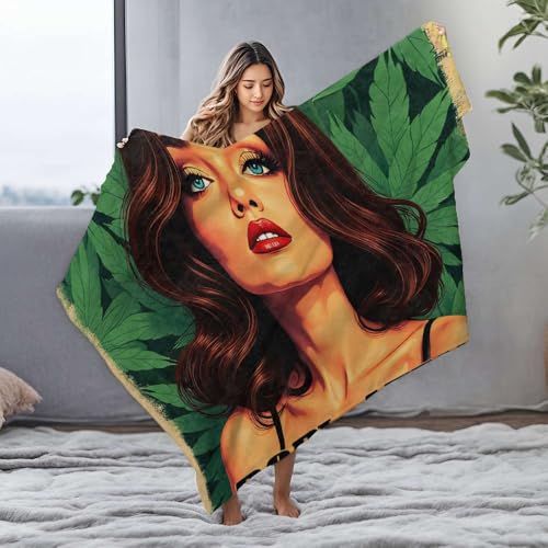 Jeté de lit jaune Pop & Weed couverture flanelle 150x200cm