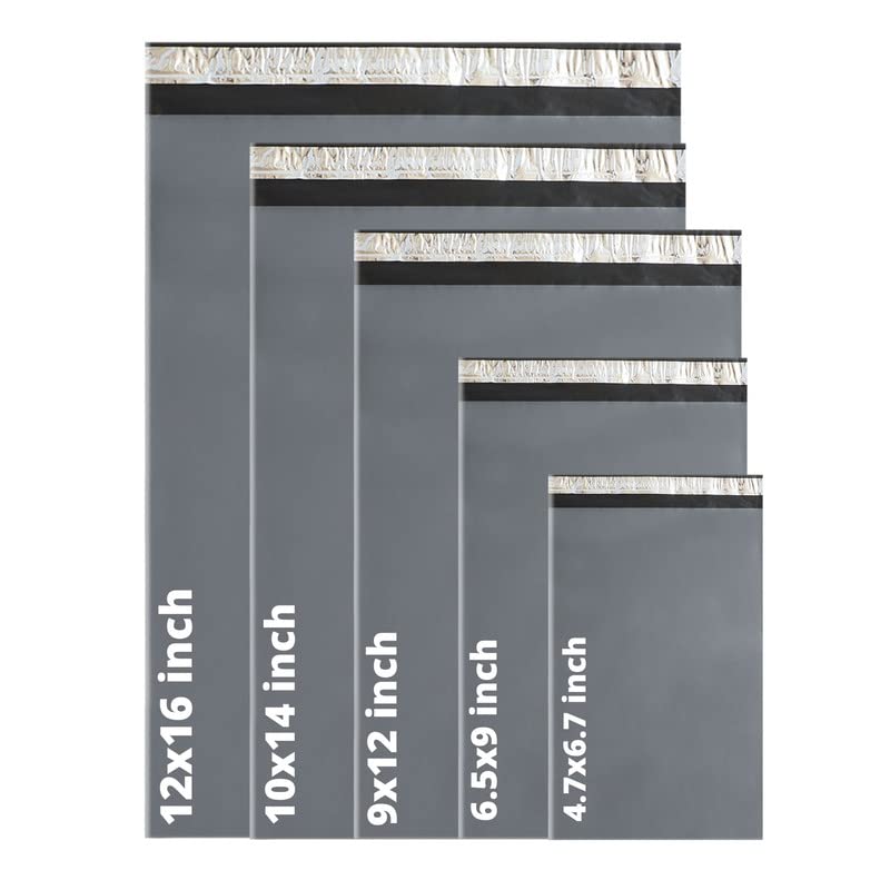 ORIL® 125 Mixed Grey Parcel Bags for Posting Clothes, Strong Self Seal Large to Small 5 Sizes & 25 Each, Temper-Proof Mailing Postage Bags for Clothes, Waterproof Packaging Postal Shipping Post Bags