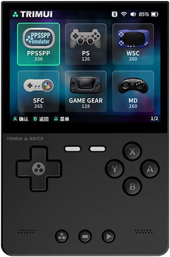 Trimui Brick レトロハンドヘルドゲーム機 A133plus OpenSourceLinuxシステム 3.2インチIPSスクリーン RGBバックライト 3000mAh大容量 64GB 黑