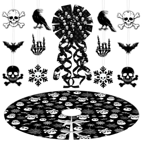 Fangleland Schwarzer Gothic-Weihnachtsbaumschmuck mit gruseligem...